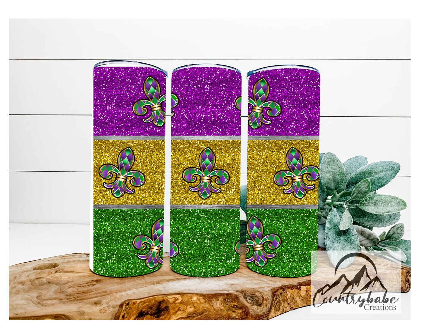 Mardi Gras Glitter Tumbler