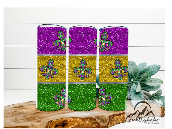 Mardi Gras Glitter  Tumbler