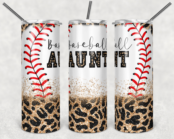 Baseball Aunt leopard Tumbler