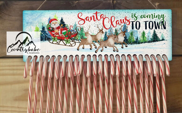 Santa is coming to town Candy Cane Countdown Calendar