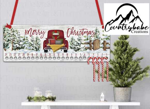 Merry Christmas TRUCK Candy Cane Countdown Calendar