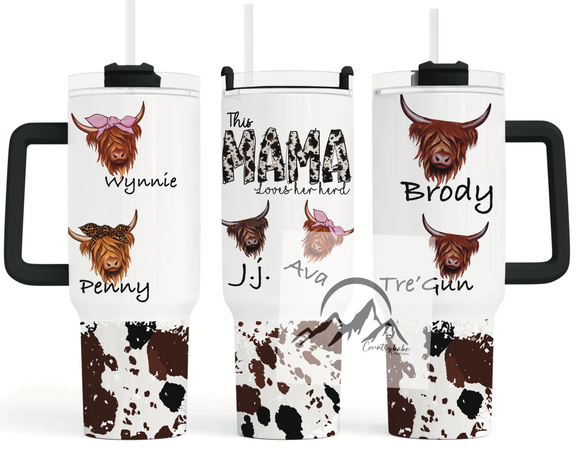Mama loves her herd 40 oz  Quencher Tumbler
