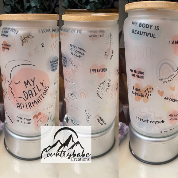 Affirmations Frosted glass can tumbler