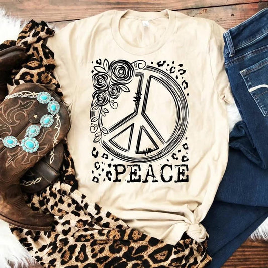 Peace Sign w/leopard & flowers (SC)