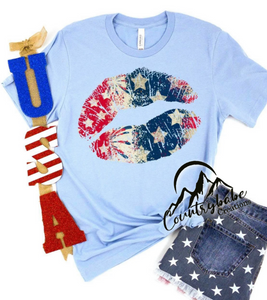 Red white and blue sales lips shirt