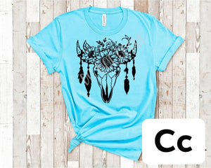 Sunflower boho bull black ink