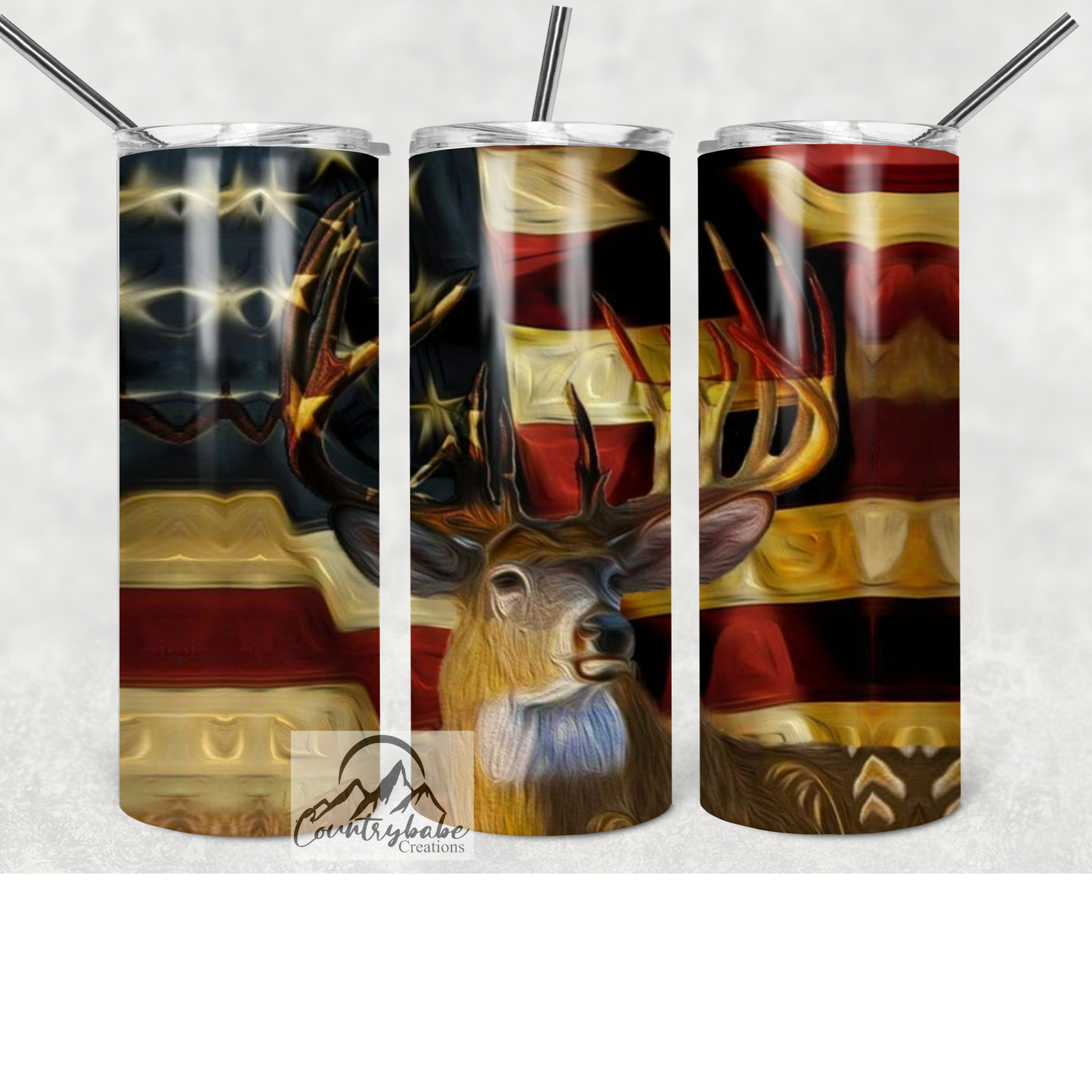 American Flag Deer Tumbler