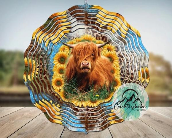 Cow & sunflowers Wind spinner