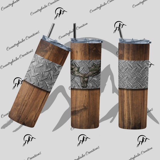 Wood grain and Moose Tumbler